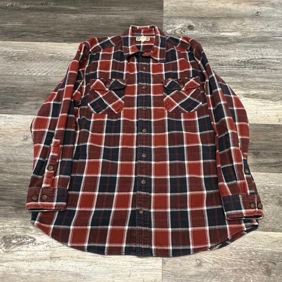 Duluth Trading Red Black Mens XLT Tall Flannel Cotton Plain Tartan Shacket Shirt - Picture 1 of 9